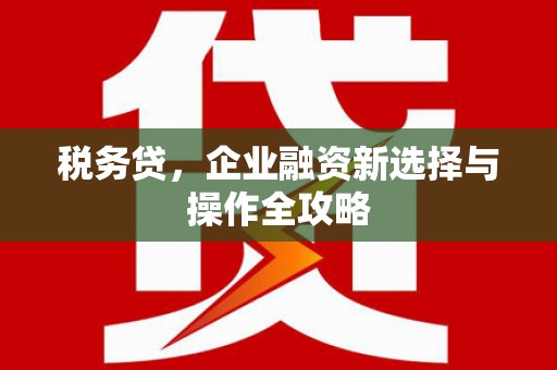 临翔税务贷，企业融资新选择与操作全攻略