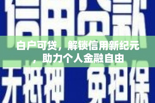 临翔白户可贷，解锁信用新纪元，助力个人金融自由