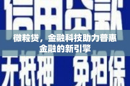 临翔微粒贷，金融科技助力普惠金融的新引擎