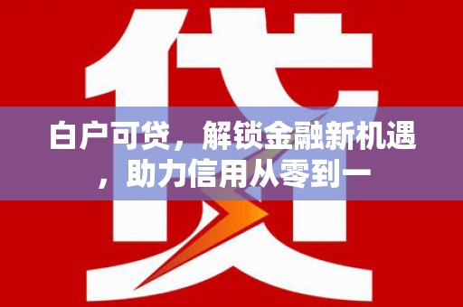 临翔白户可贷，解锁金融新机遇，助力信用从零到一