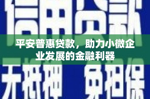 临翔平安普惠贷款，助力小微企业发展的金融利器