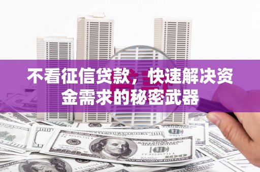 临翔不看征信贷款，快速解决资金需求的秘密武器