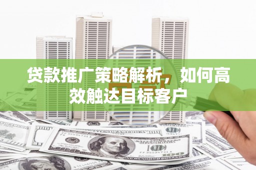 临翔贷款推广策略解析，如何高效触达目标客户