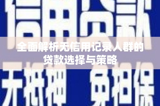 临翔全面解析无信用记录人群的贷款选择与策略