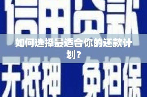临翔如何选择最适合你的还款计划？